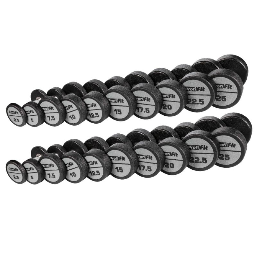 PROFI-FIT Гантельный ряд полиуретановый 2,5-25 кг (10 пар), шаг 2,5 кг  