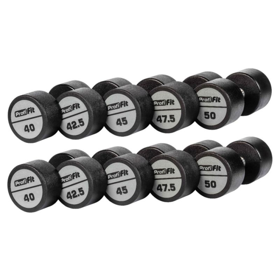PROFI-FIT Гантельный ряд полиуретановый 40-50 кг (5 пар), шаг 2,5 кг  