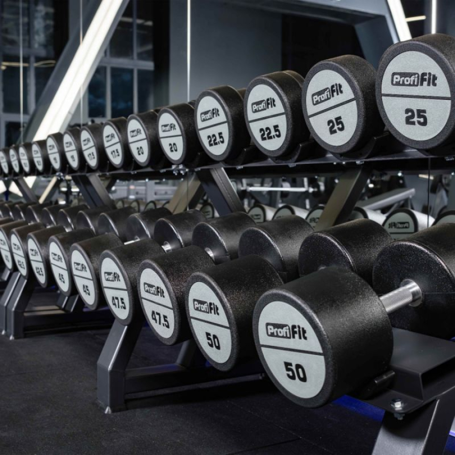 PROFI-FIT Гантельный ряд полиуретановый 40-50 кг (5 пар), шаг 2,5 кг  
