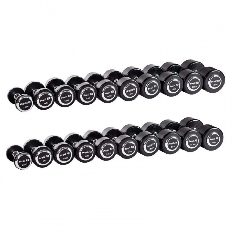 PROFI-FIT PROFESSIONAL Гантельный ряд 2,5-25 кг 10 пар, шаг 2,5 кг  