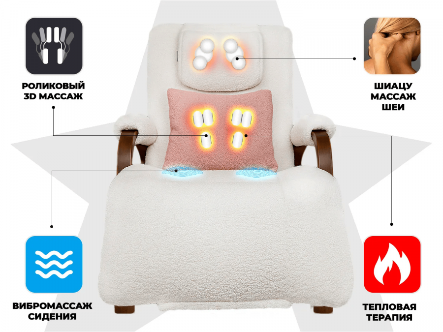 FUJIMO F2002 TCX Time2Chill TEDDY Белый массажное кресло  