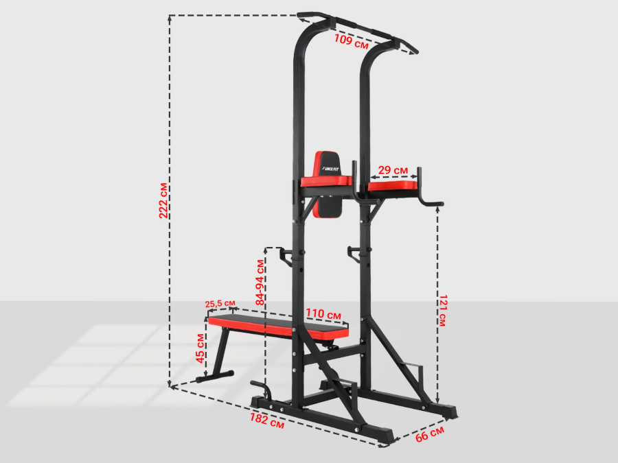 UNIX FIT BSPT120P Силовая стойка/ POWER TOWER 120P Турник-Пресс-Брусья со Скамьей  